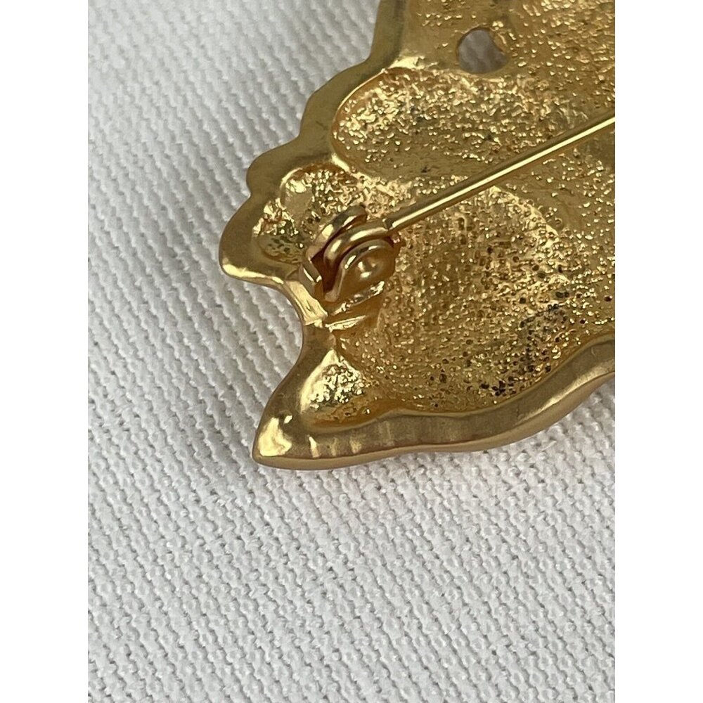 Vintage Gold Tone Sleeping Cat Brooch Pin 80’s 90's Estate - Picture 7 of 7